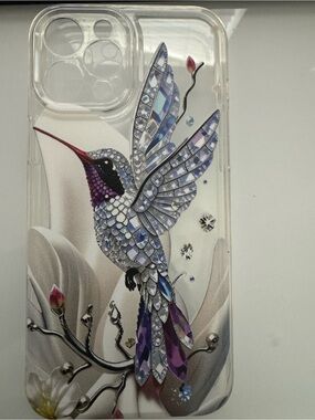 Sparkling Hummingbird Phone Case - Purple & Silver IPhone 12 Pro Max